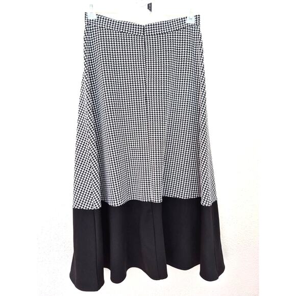 Focus 2000 Womens Skirt Sz 8 Maxi Herringbone Black White Y2K Dark Academia - Picture 2 of 6